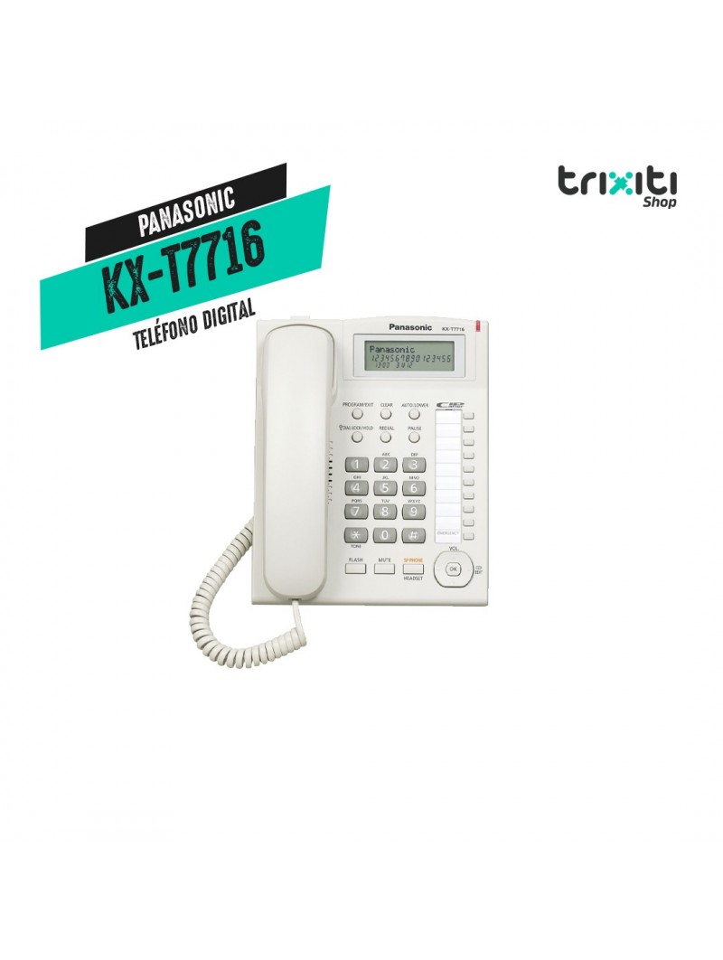 Teléfono digital - Panasonic - KX-T7716X - 1 Línea LCD con CallerID - White