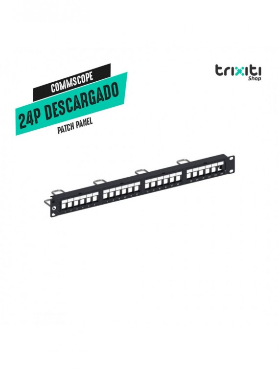 Patch panel - Commscope - 24 Puertos RJ45 - 1U Descargado - Blindado
