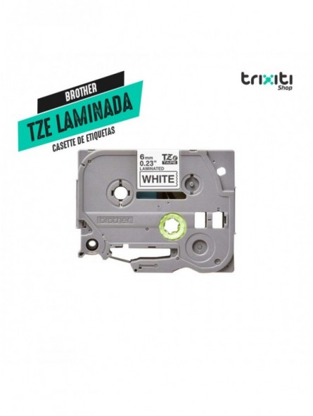 Casette de etiquetas - Brother - PT Series TZE Laminada - 6 mm x 8 mts - Black on White