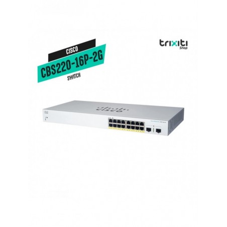 Switch - Cisco - Small Business CBS220-16P-2G - 16 puertos gigabit PoE + 2 SFP gigabit - 130W