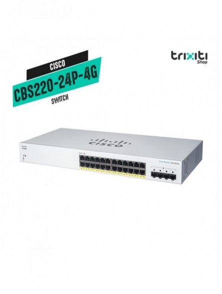 Switch - Cisco - Small Business CBS220-24P-4G - 24 puertos gigabit PoE + 4 SFP gigabit - 195W