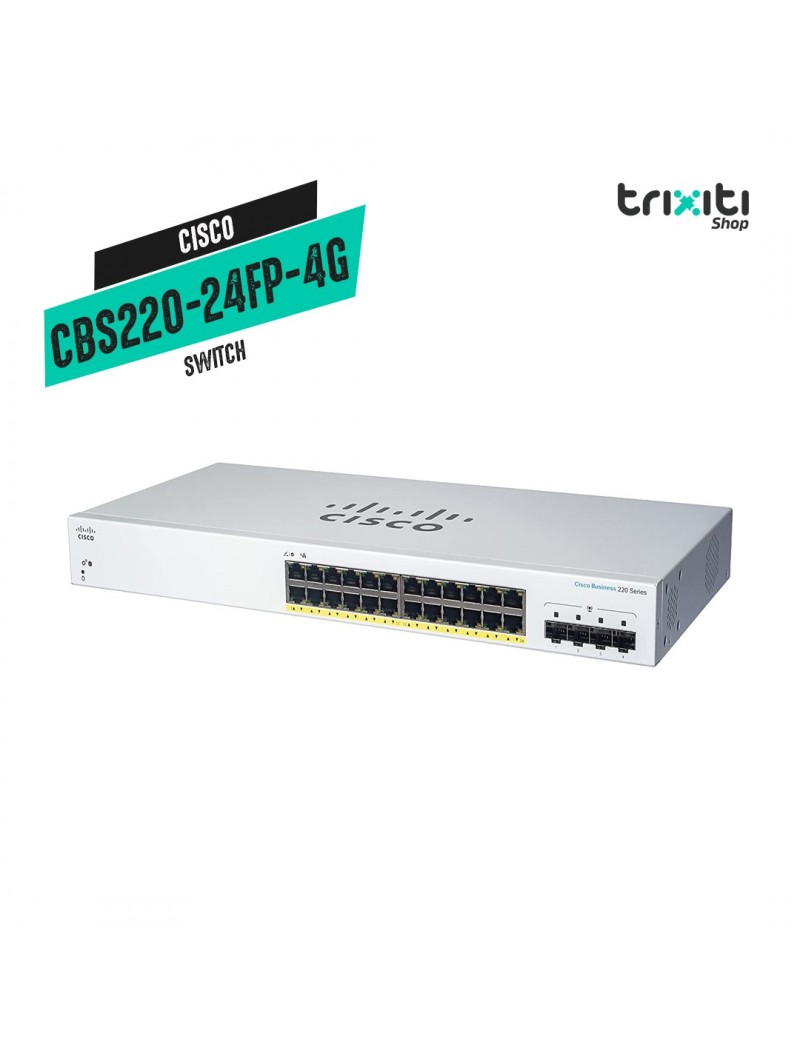 Switch - Cisco - Small Business CBS220-24FP-4G - 24 puertos gigabit PoE + 4 SFP gigabit - 382W