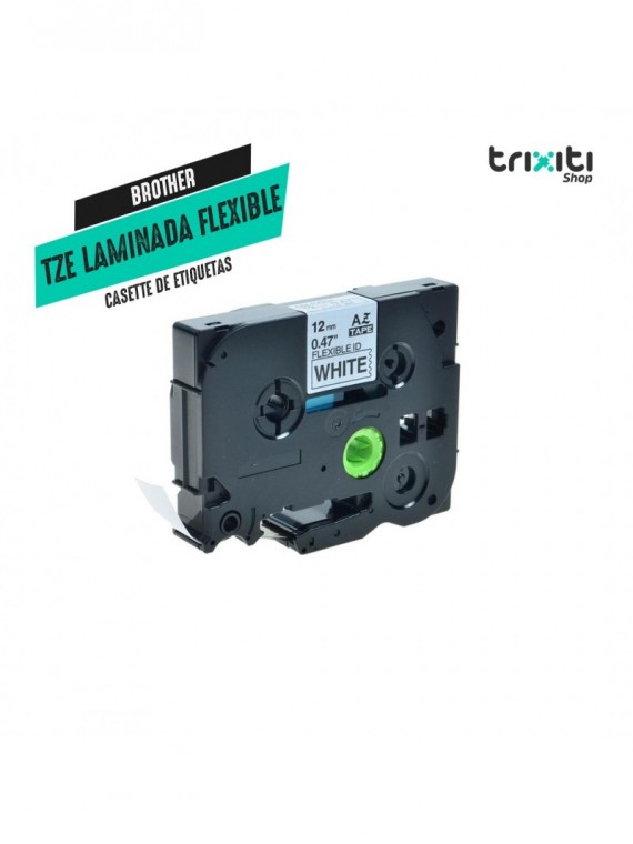 Casette de etiquetas - Brother - PT Series TZE Laminada Flexible - 12 mm x 8 mts - Black on White