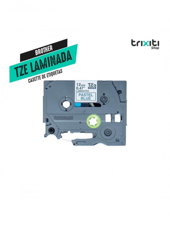 Casette de etiquetas - Brother - PT Series & P-Touch TZE Laminada - 12 mm x 8 mts - Black on Pastel blue
